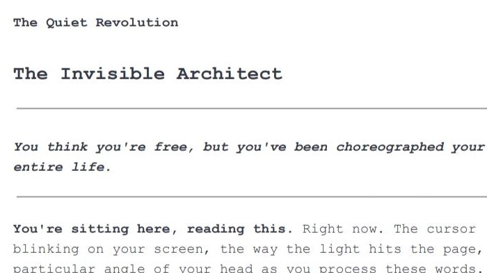 First page of The Invisible Architect